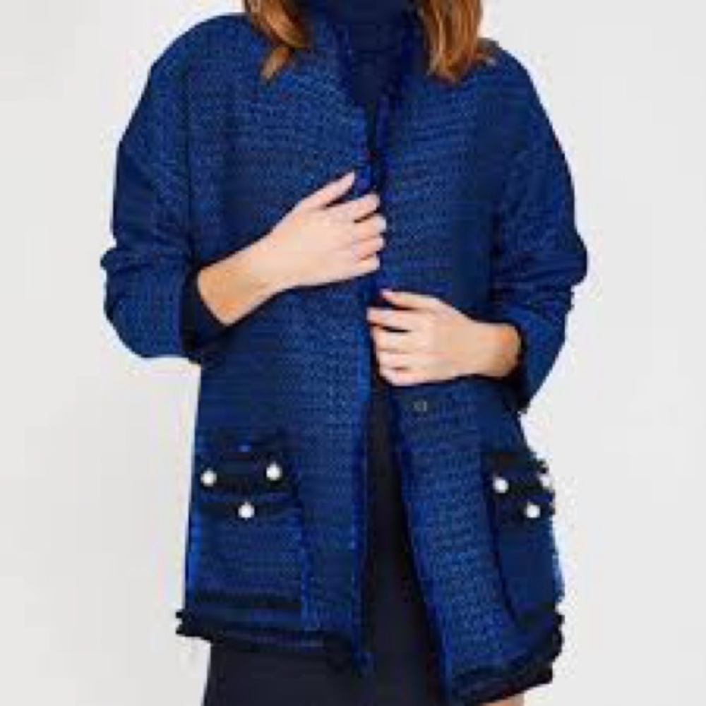 NWT. Koton Black & Blue Tweed Jacket. UK size 6, US size 2.